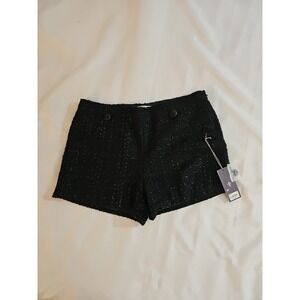 New Jennifer Lopez Black Deco-Dence Shorts Matalic Accent Size 8